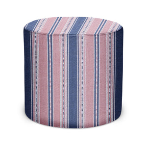 Indoor Pouf in Peter Dunham Textiles Dhurrie in Blue/Pink