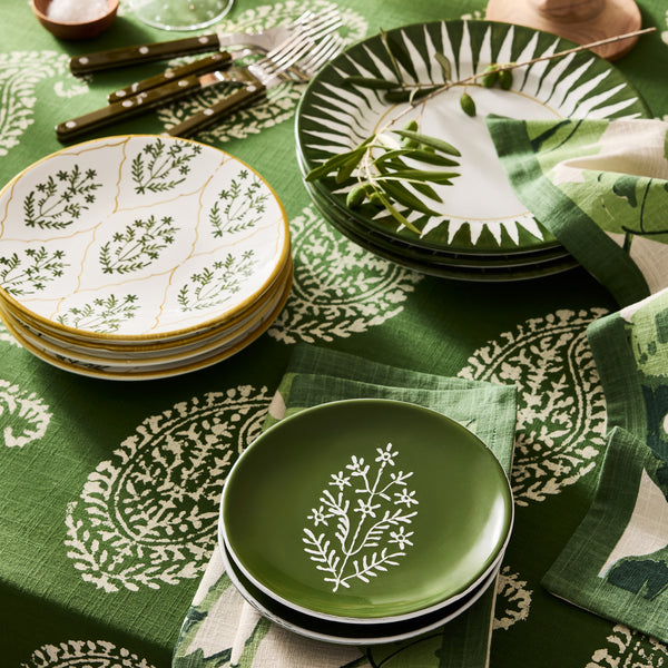 Peter Dunham + Hudson Grace Kashmir Paisley Olive Green Printed Tablecloth