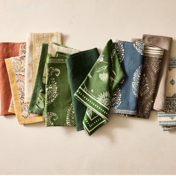 Peter Dunham + Hudson Grace Kashmir Paisley Brown Printed Napkin
