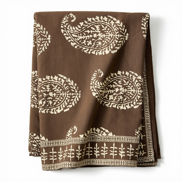 Peter Dunham + Hudson Grace Kashmir Paisley Brown Printed Tablecloth
