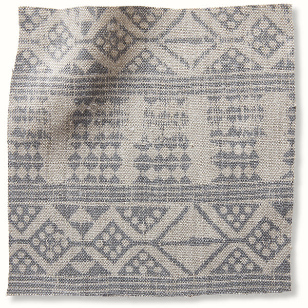 Peter Dunham Textiles Addis ash pillow with blue-gray geometric pattern and woven texture