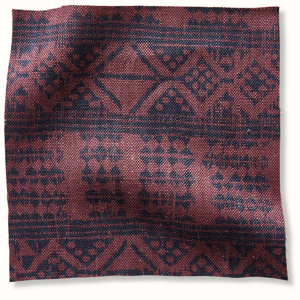Square decorative pillow cover with dark blue and red geometric pattern