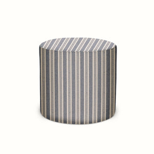 Indoor/Outdoor Pouf in Peter Dunham Textiles Amida Indigo on Natural