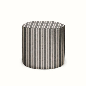 Indoor/Outdoor Pouf in Peter Dunham Textiles Amida Charcoal on Natural