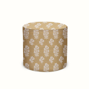 Indoor/Outdoor Pouf in Peter Dunham Textiles Asha Gold