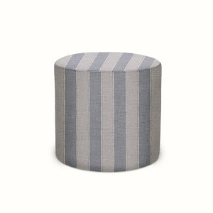 Indoor/Outdoor Pouf in Peter Dunham Textiles Asilah Indigo on Natural