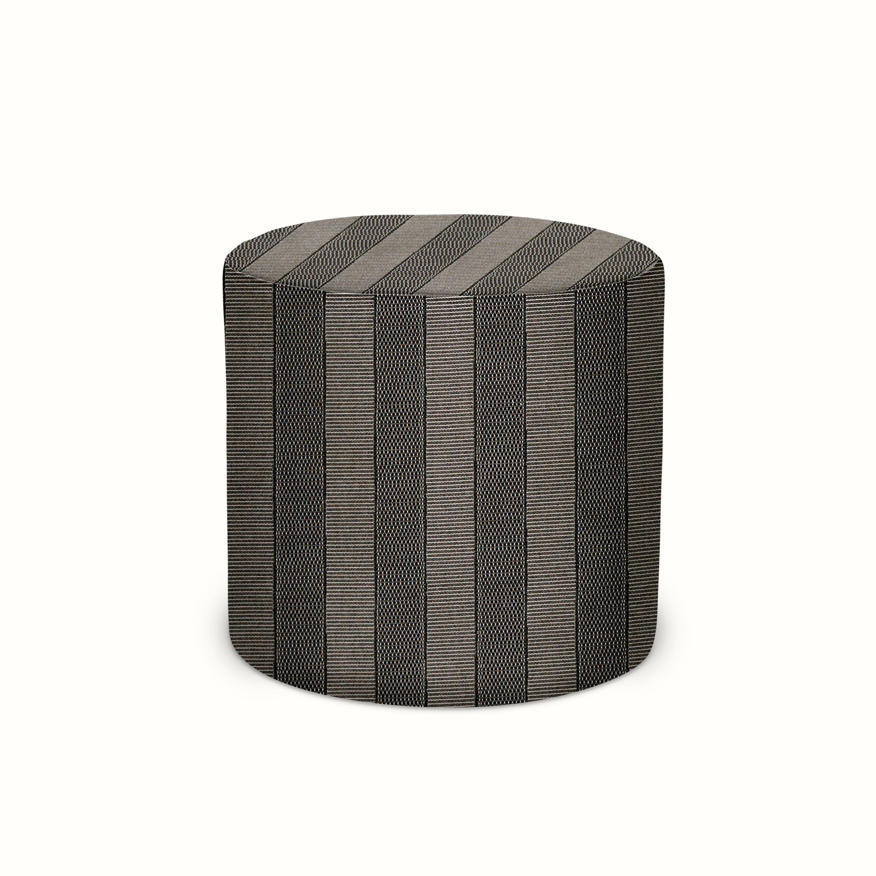 Indoor/Outdoor Pouf in Peter Dunham Textiles Asilah Black on Natural
