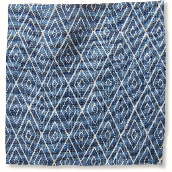 Peter Dunham Atlas indigo pillow with white geometric diamond pattern