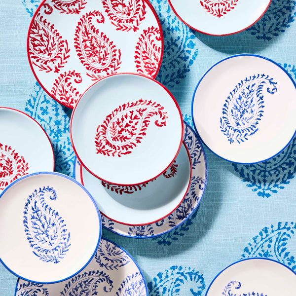 Peter Dunham + Hudson Grace Red Kashmir Painted Paisley Appetizer Plate