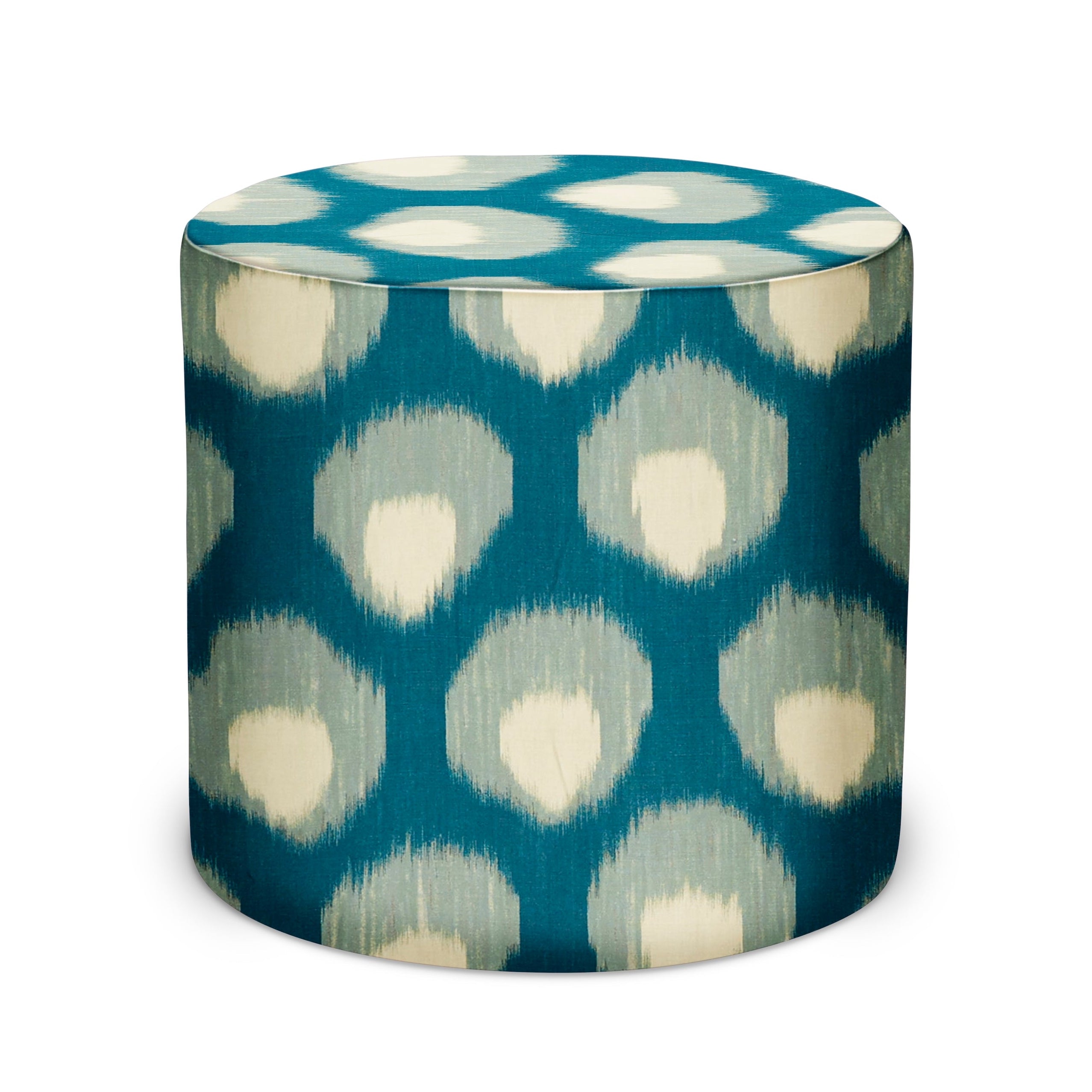 Indoor Pouf in Peter Dunham Textiles Bukhara in Blue/Blue