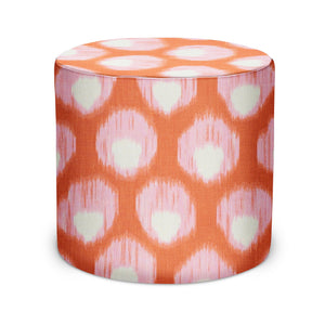 Indoor Pouf in Peter Dunham Textiles Bukhara in Pink/Orange