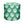 Indoor pouf with green and aqua geometric pattern and cream accents, cylindrical fabric top