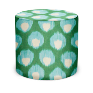 Indoor Pouf in Peter Dunham Textiles Bukhara in Blue/Green
