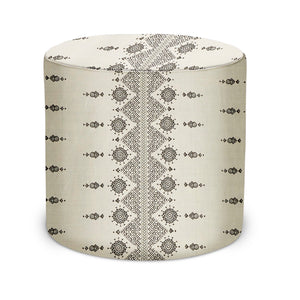 Indoor Pouf in Peter Dunham Textiles Carmania in Black on Natural