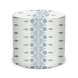 Indoor Pouf in Peter Dunham Textiles Carmania in Blue on White