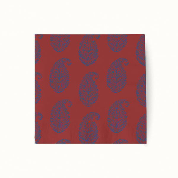 Peter Dunham + Hudson Grace Red Starburst and Kashmir, Cocktail Napkins Set of 50