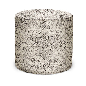 Indoor Pouf in Peter Dunham Textiles Deeg in Charcoal on Tan