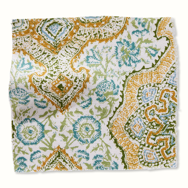 Peter Dunham Textiles Deeg in Gold/Olive on White