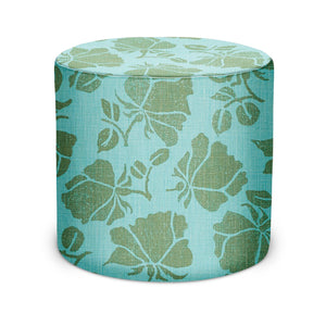 Indoor Pouf in Peter Dunham Textiles Emilia in Blue/Green