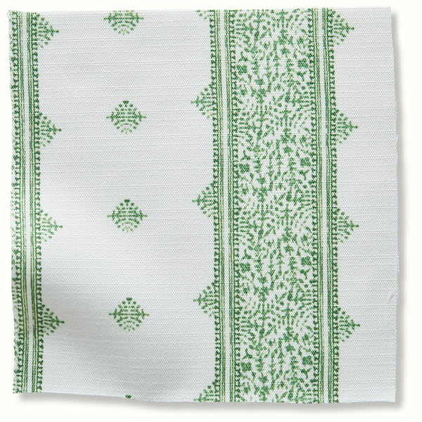 Peter Dunham Textiles Outdoor Fez in Green on White Pillow