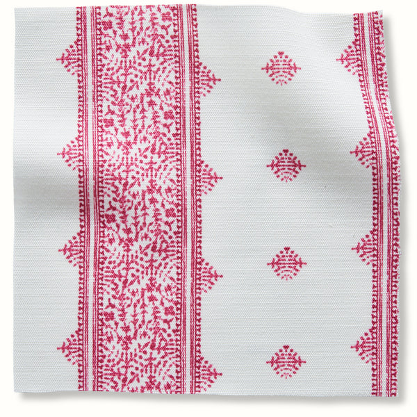 Peter Dunham Textiles Outdoor Fez in Raspberry on White Pillow
