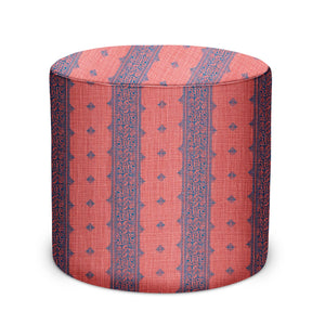 Indoor Pouf in Peter Dunham Textiles Fez in Indigo/Raspberry