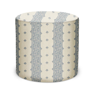 Indoor Pouf in Peter Dunham Textiles Fez in Blue/Natural