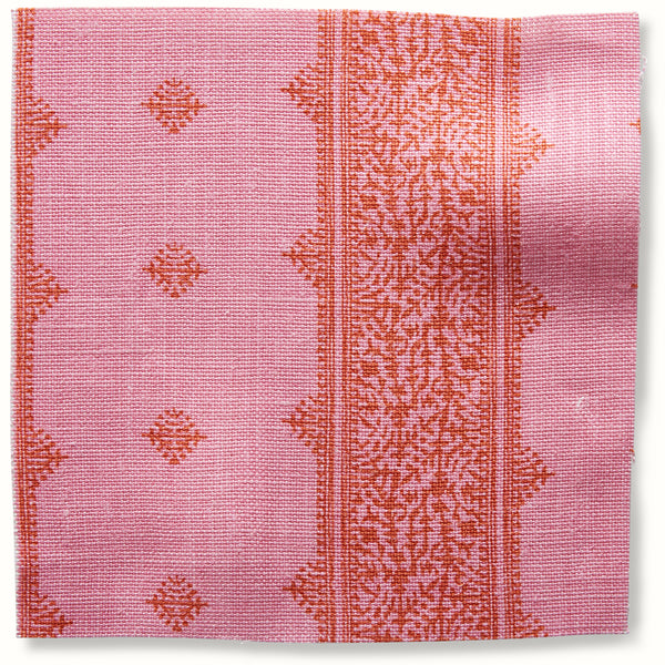 Fez Stripe pillow cover in pink with orange vertical stripe panels and small motif pattern