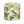 Round indoor pouf with pink base and green fig leaf botanical fabric