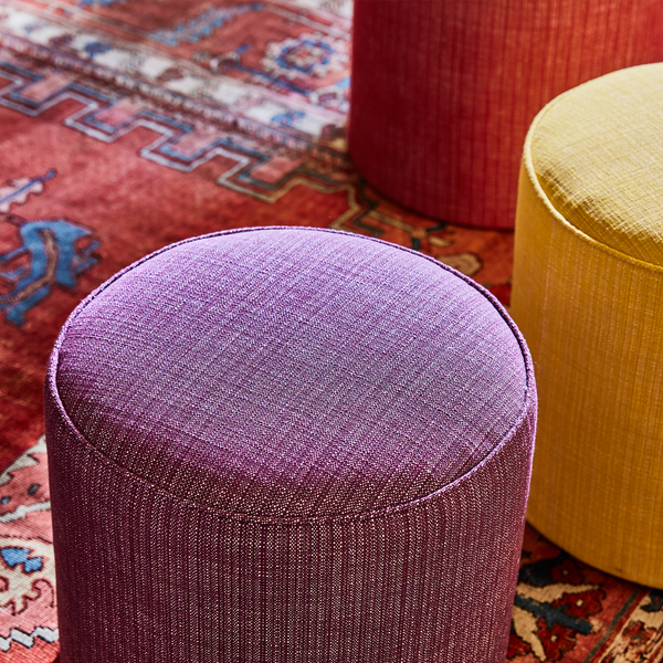 Indoor/Outdoor Pouf in Peter Dunham Textiles Espadrille in Persia