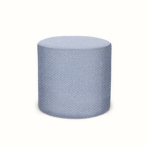 Indoor/Outdoor Pouf in Peter Dunham Textiles Heera Indigo/Gray