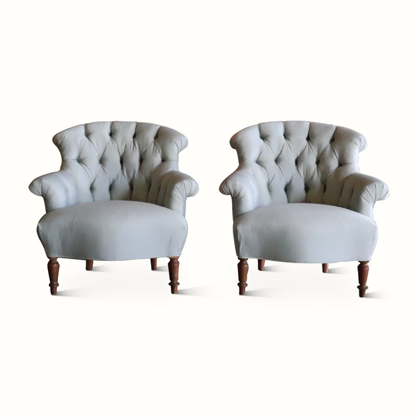 Pair of 19th Century Tufted Napoleon Chairs