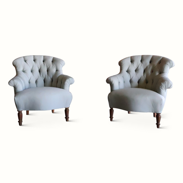 Pair of 19th Century Tufted Napoleon Chairs