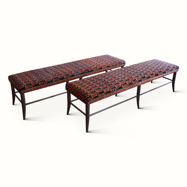 Croft Bench Upholstered in a Persian Carpet. Pair Available, Each Sold Individually.