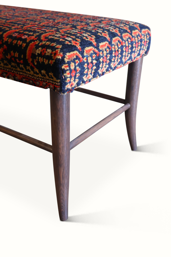 Croft Bench Upholstered in a Persian Carpet. Pair Available, Each Sold Individually.