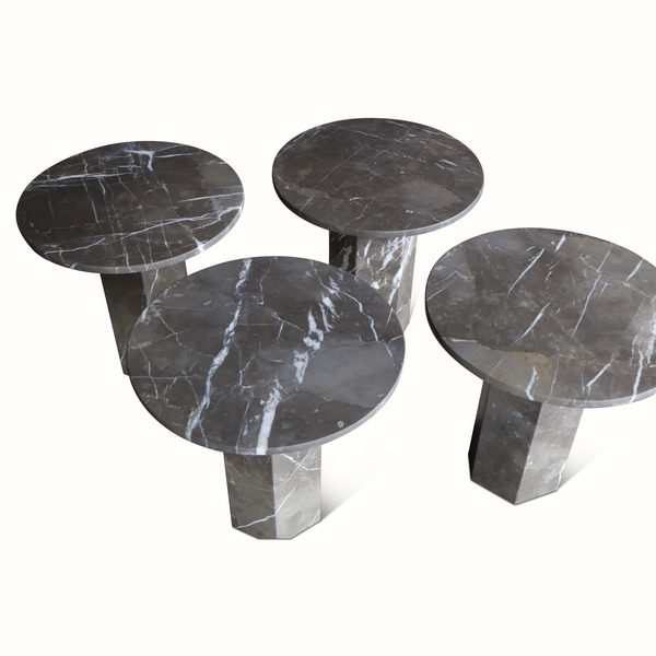 Marble Pedestal Table on Hexagonal Base