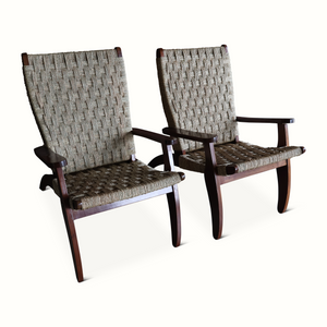 Pair of Mahogany & Seagrass Armchairs