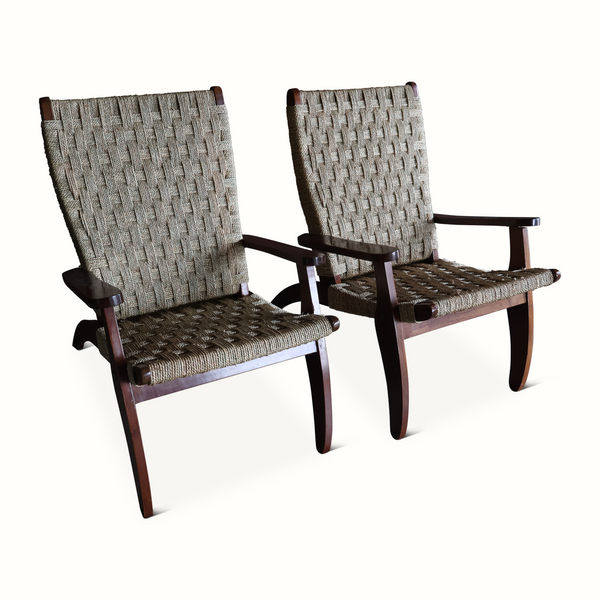Pair of Mahogany & Seagrass Armchairs