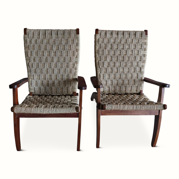 Pair of Mahogany & Seagrass Armchairs