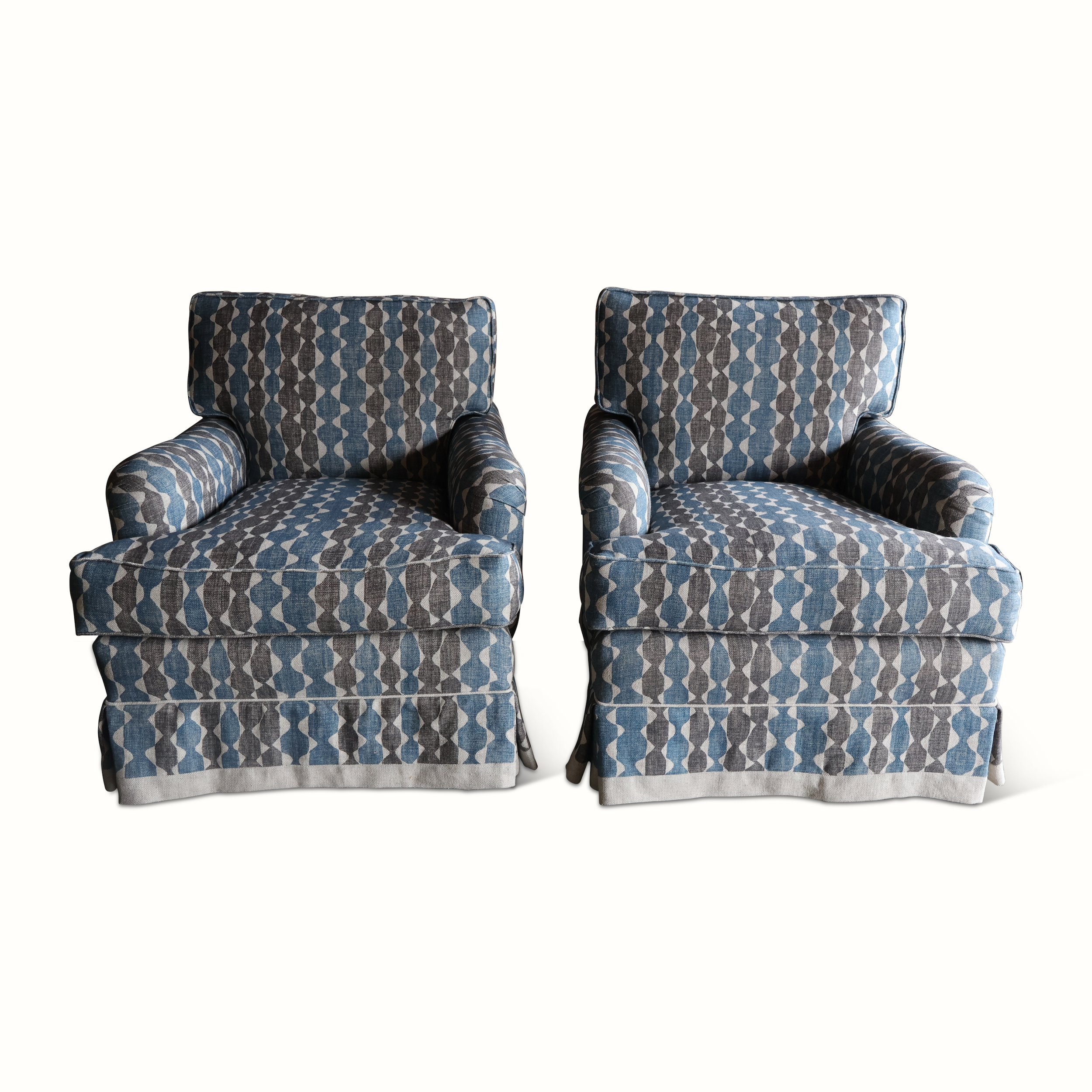 Pair of Upholstered Armchairs in Fermoie 'Whittle'