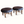 Pair of round leather ottomans with dark brown tufted tops and wooden legs