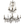 Antique bronze crystal chandelier with curved arms, candle-style bulbs, and clear hanging drops