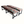 Kilim bench with two-seat cushion tops in multicolor geometric pattern and dark legs