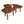 Live edge side table, wooden slab with blue resin holes, three tapered legs.