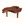 Live edge side table, wide wooden top with blue resin inlay, three tapered legs.