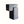 Ceramic two-piece sculpture with dark and pale blue geometric block design