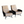 Pair of lounge chairs with light beige sheepskin seats and dark leather armrests, metal legs