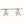 Coffee table from side angle with clear glass top and bamboo-style trestle legs