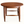 Dark brown round-top solid wood side table with two vertical supports and lower shelf bar