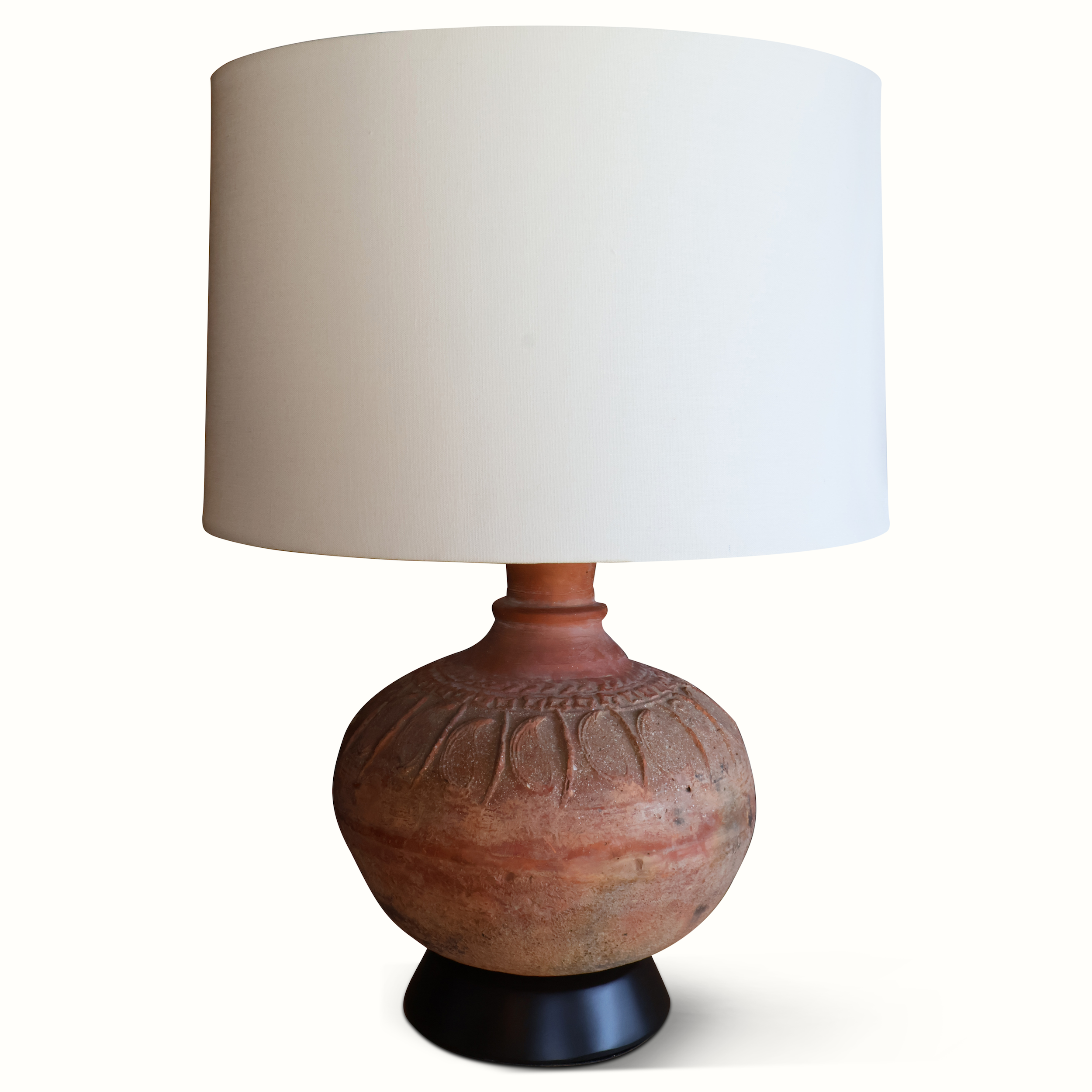 19th-Century Indian Pottery Lamp